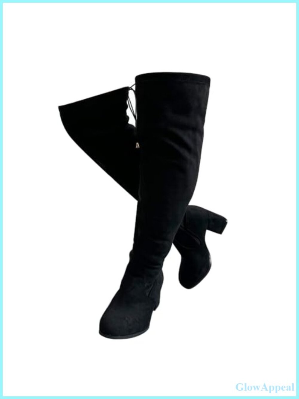 Wide Calf Over Knee Tall Boots Chunky Block Heel Suede